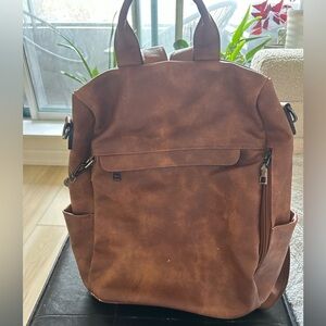 Brown Faux Leather Backpack